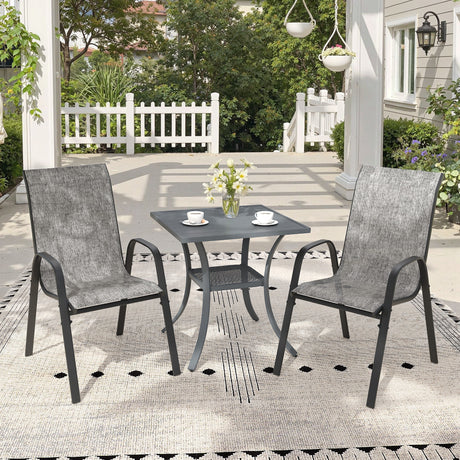 Vicllax 3-Piece Patio Bistro Set, Horizon Chairs and 27.6" Metal Square Table