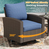 Vicllax 3/5 Pcs Patio Sofa Set, Wicker Outdoor Conversation Set with Sofa Chairs and Ottomans