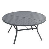 Vicllax Round Patio Dining Table for 4/6/8, Outdoor Large Metal Table