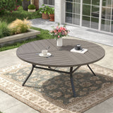 Vicllax 59.8" Patio Round Dining Table Set of 8, Metal Dining Table and Swivel Dining Chairs