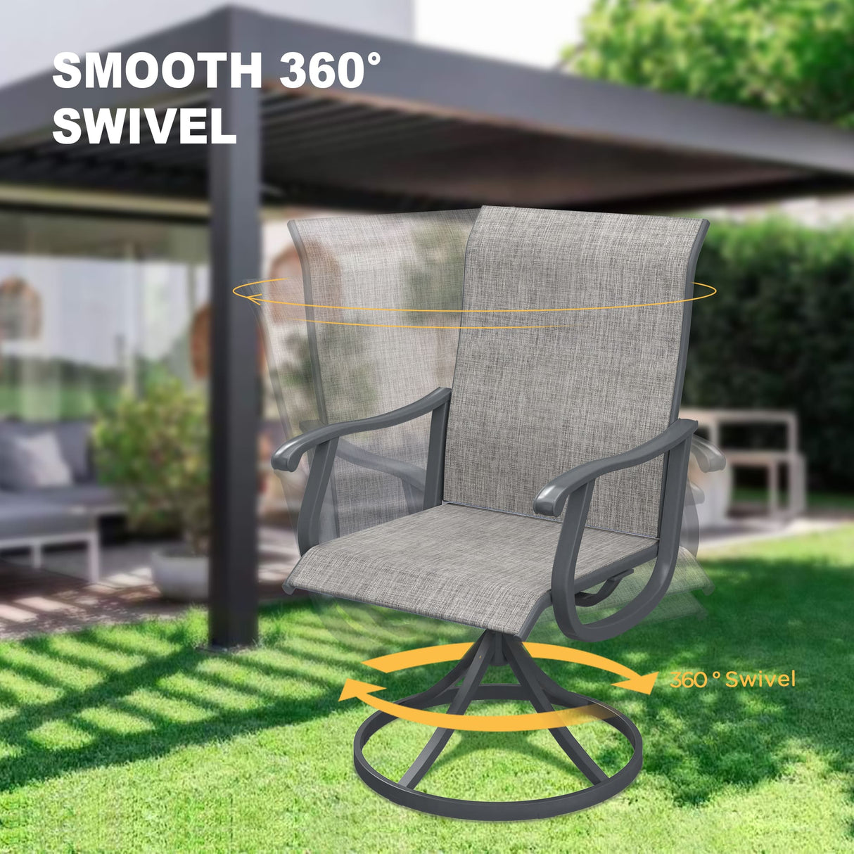 VICLLAX 5/7 Pieces Outdoor Dining Set, Swivel Dining Chairs Set of 4/6 and Round Patio Table