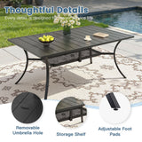 Vicllax 7 Pieces Outdoor Dining Set, Patio Rectangular Metal Table and Skyline Stackable Chair