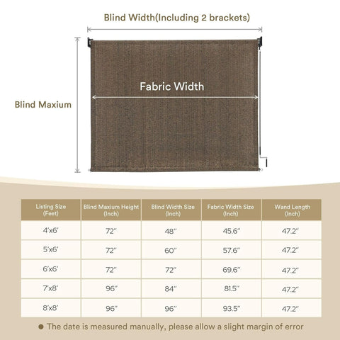 Vicllax Outdoor Cordless Sun Blocking Roller Shade, Patio Crank Roll U