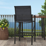 Vicllax Bar Table Set for 2, 3 Pcs Wooden-Like Table and Stools with Backrest and armrests, for Nook Balcony