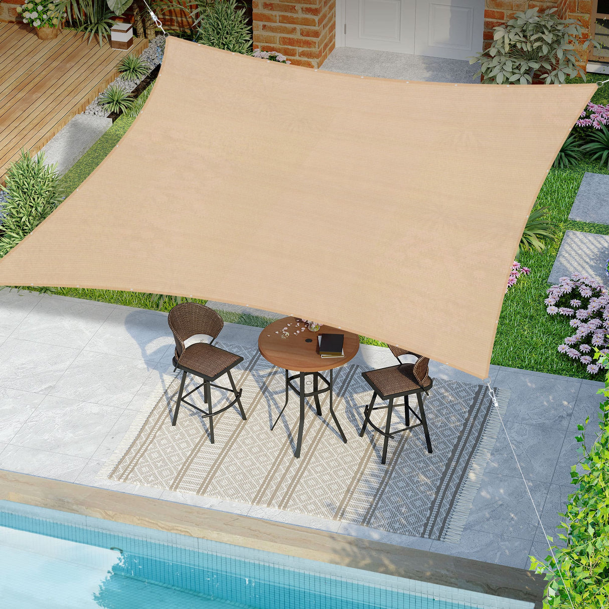 Vicllax Custom Sized 90% Sun Shade Fabric, Shade Cloth, Shade Privacy Panel