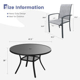 Vicllax 7 Pieces Outdoor Dining Set, 47.2"Round Table and Skyline Stackable Chair
