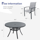 Vicllax 7 Pieces Outdoor Dining Set, 47.2"Round Table and Skyline Stackable Chair