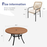 Vicllax 7 Pieces Outdoor Dining Set, 47.2"Round Table and Alora Stackable Chair