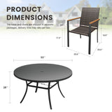 Vicllax 9 Pieces Outdoor Dining Set, 53" Round Table and 8 Stackable Armchairs