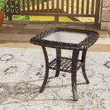 Vicllax Patio Wide Wicker Cushioned Sofa, Outdoor Wicker Chair, Double Lounge Balcony Seat