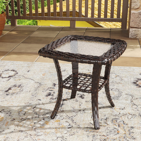 Vicllax Patio Wide Wicker Cushioned Sofa, Outdoor Wicker Chair, Double Lounge Balcony Seat