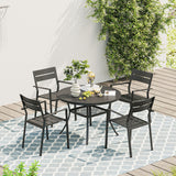 Vicllax Juego de comedor para exterior de 7 piezas con mesa redonda de metal de 48" y sillas con apoyabrazos