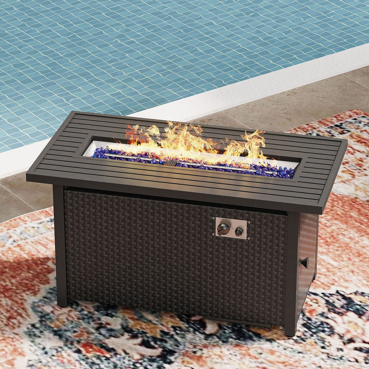 Vicllax 45 Inch Propane Fire Pit Table, Outdoor 50,000 BTU Steel Gas Fire Pit