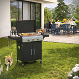 Vicllax 3 Burners Propane Gas Grill with Griddle Plate, 2 in 1 Griddle Grill with Side Burner