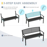 Vicllax Outdoor Garden Bench, Waterproof Patio Metal Bench