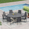 Vicllax 9-Piece Outdoor Dining Set with Patio Round Metal Table and High Back Stackable Chairs