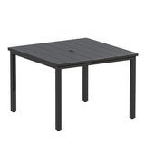 Vicllax Patio Dining Table for 4/6, Metal Dining Table with Umbrella Hole
