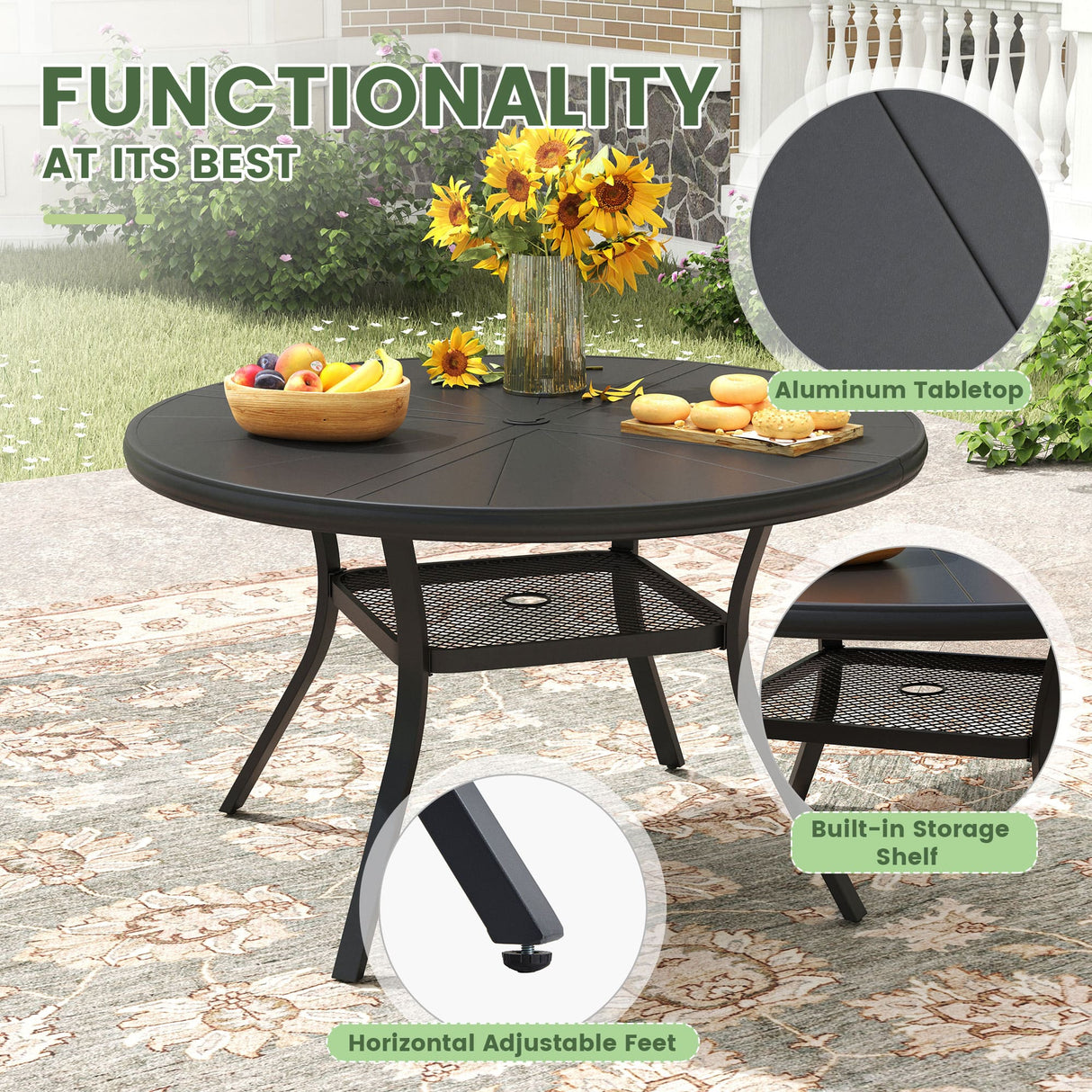 VICLLAX 5/7 Pieces Outdoor Dining Set, Swivel Dining Chairs Set of 4/6 and Round Patio Table