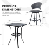Vicllax 3/5 PCS Outdoor Swivel Bar Set, Patio Wicker Bar Chairs and Square Bar Table