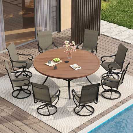 Vicllax 7/9 Pieces Outdoor Dining Set with Patio Round Dining Table and Swivel Chairs