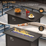 Vicllax 4-Piece Outdoor Patio Conversation Sofa Set With Metal Rectangular Fire Pit Table