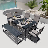 Vicllax 53" Outdoor Bench for Lawn Garden, Backless Patio Garden Bench