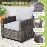 Vicllax Versatile Wicker Patio Set: 9 Pieces with Fire Table & Ottoman