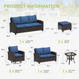 Vicllax Garden Conversation Set with Cushioned Sofa Chairs, Ottomans and Coffee Table