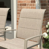 Vicllax Patio Dining Table Set for 8, Outdoor 59" Square Large Metal Table and Padded Swivel&Stackable Textilene Dining Chairs