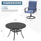 Vicllax 7 Pieces Outdoor Dining Set with 48" Round Dining Table and Swivel Chairs