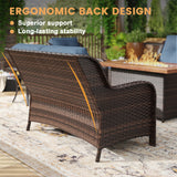 Vicllax Patio Wicker Oasis Lounge Set, 3-Seater, Swivel Chair with Fire table