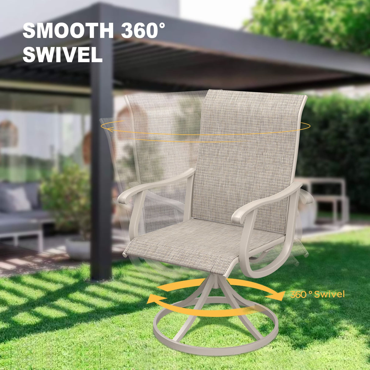 Vicllax 9 Pieces Outdoor Dining Set, 59.8" Metal Round Dining Table and Premium Swivel Chairs