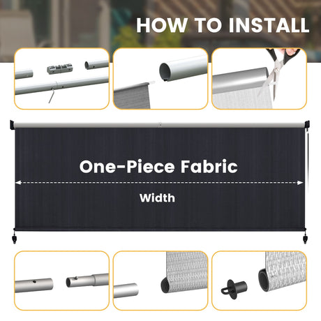 Vicllax Persianas enrollables con bloqueo solar para exteriores, persianas enrollables para patio