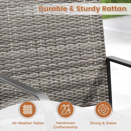 Vicllax Willow Circle 5/7 Pieces Wicker Dining Set, Round Metal Table and Wicker Armchairs