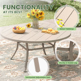 Vicllax Outdoor Dining Set for 8 People, Patio 60" Round Table with 8 Swivel Chairs