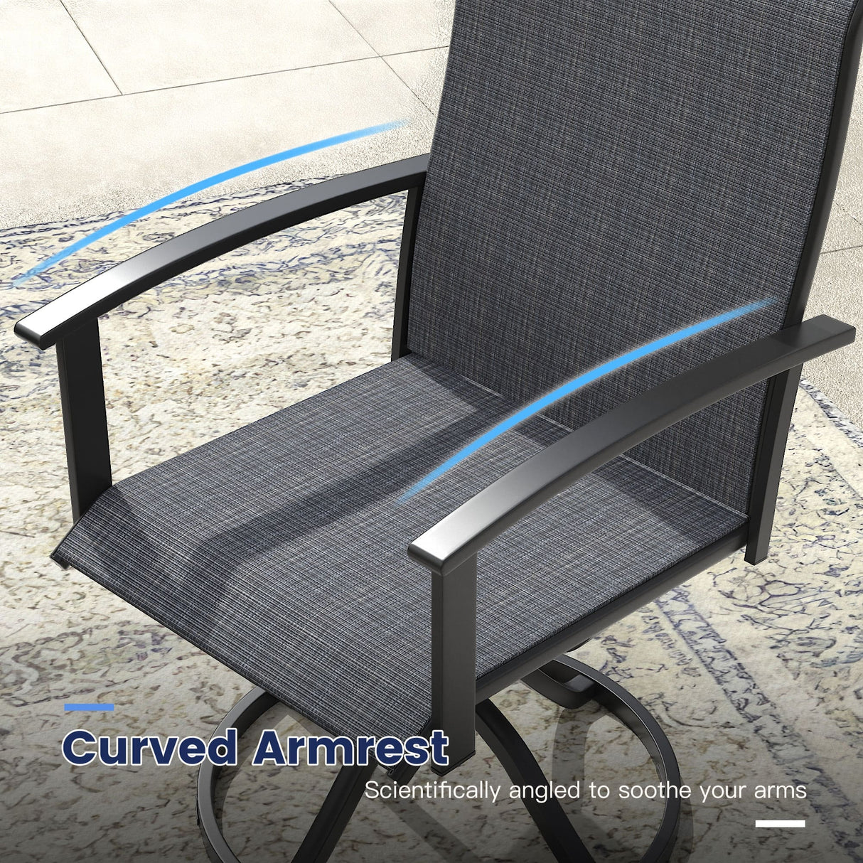 Vicllax 7 pcs Outdoor Dining Set,  Rectangular Metal Table and 6 Textilene Swivel Dining Chairs