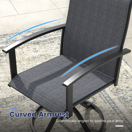 Vicllax 7 pcs Outdoor Dining Set,  Rectangular Metal Table and 6 Textilene Swivel Dining Chairs