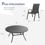 Vicllax 7 PCS Patio Dining Table Set, 50" Round Metal Table and Horizon Stackable Chair