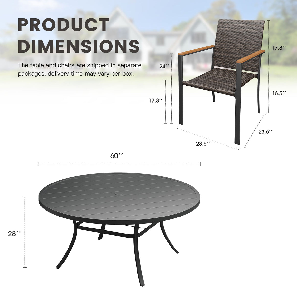 Vicllax 11 Pieces Outdoor Dining Set, 60"Round Table and 10 Stackable Armchairs