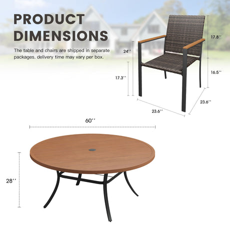 Vicllax 11 Pieces Outdoor Dining Set, 60"Round Table and 10 Stackable Armchairs