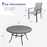 Vicllax 7-Piece Outdoor Dining Set, 50” Round Metal Table & Skyline Stackable  Chair