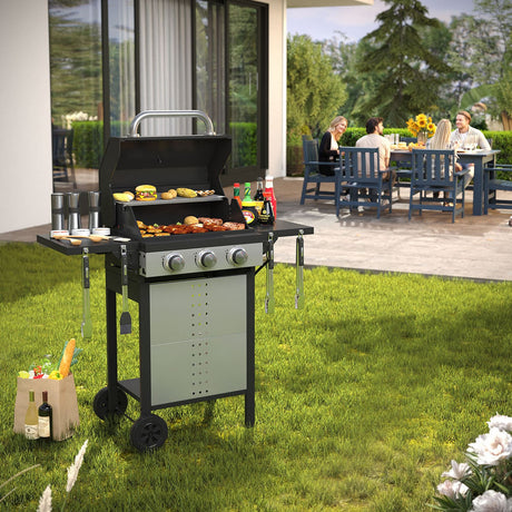 Vicllax BBQ Propane Gas Grill, Freestanding Grill Cart with Wheels