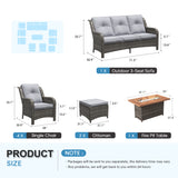 Vicllax Patio Wicker Oasis Lounge Set, 7-Piece Outdoor Sofa Set with Fire Pit Table(Stable Sofa Chair Set)