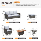 Vicllax Versatile Wicker Patio Set: 8 Pieces with Fire Table & Ottoman