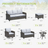 Vicllax Garden Conversation Set with Cushioned Sofa Chairs, Ottomans and Coffee Table
