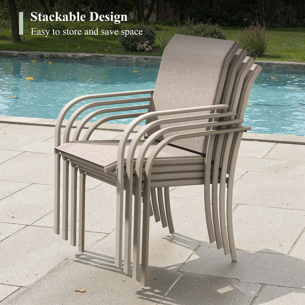 VICLLAX 11-Pcs Outdoor Dining Set, 63” Round Metal Table with Umbrella Hole & 10 Stackable  Chairs