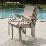 VICLLAX 11-Pcs Outdoor Dining Set, 63” Round Metal Table with Umbrella Hole & 10 Stackable  Chairs