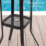 bar table patio umbrella Vicllax Patio 35" Round Bar Table with Umbrella Hole and Storage Shelf – Vicllax Outdoor