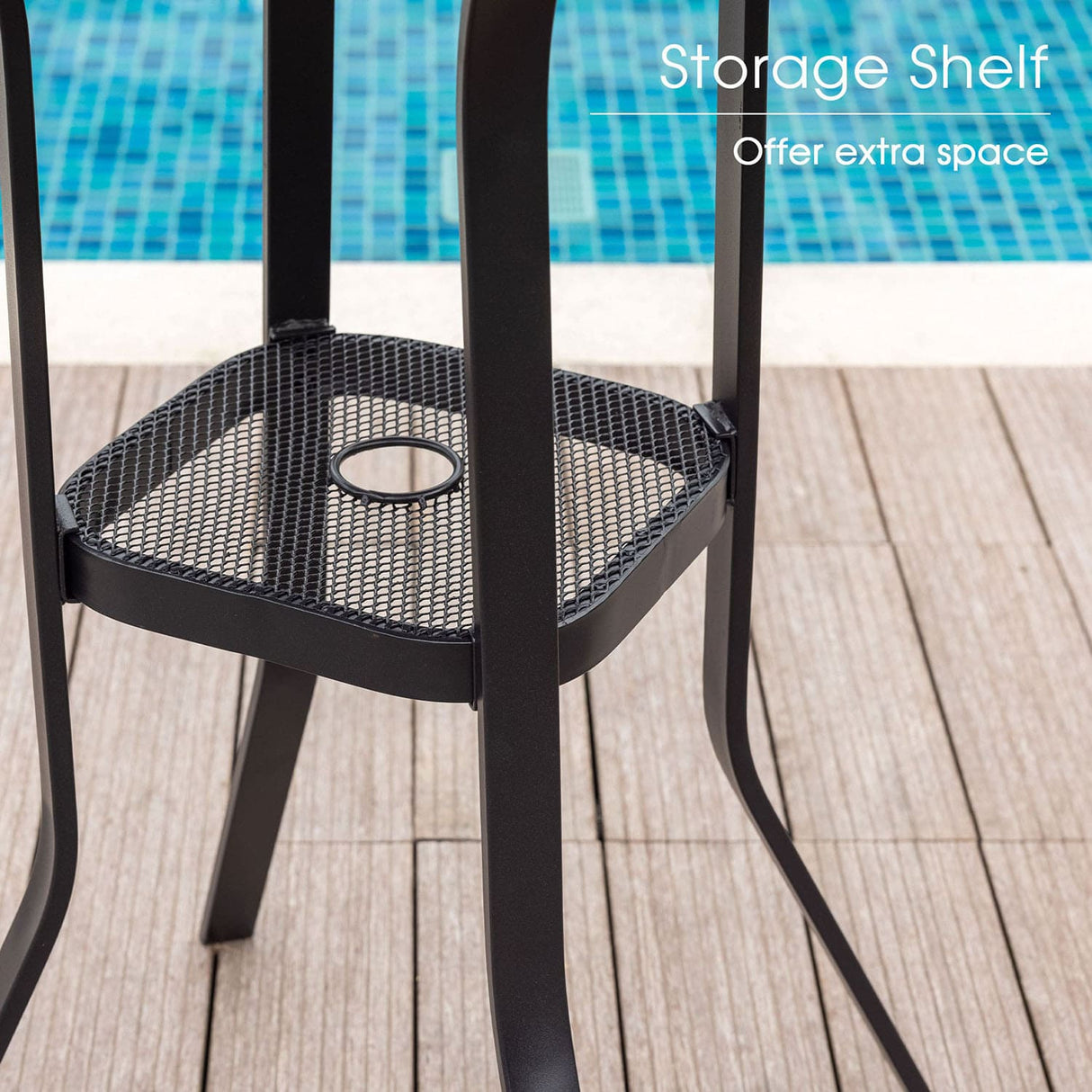 Vicllax Mesa de bar redonda para patio al aire libre de 37" con orificio para sombrilla