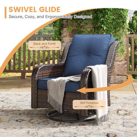 Vicllax Patio Wicker Oasis Lounge Set, 9 Seater with Fire table